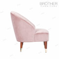 Amerikanischer Stil moderner rosa Stoff gepolsterte Holz einzigen Sofa Stuhl mit hoher Rückenlehne